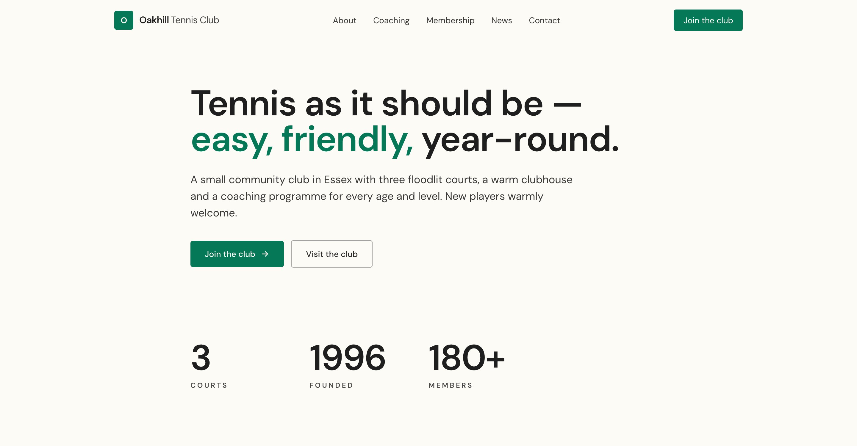Voorbeeld van Oakhill Lawn Tennis Club